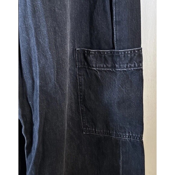 American Eagle Baggy Wide‎ Leg Jeans Womens 4 Black Bootcut Cargo Y2K Hi Rise - Picture 4 of 12